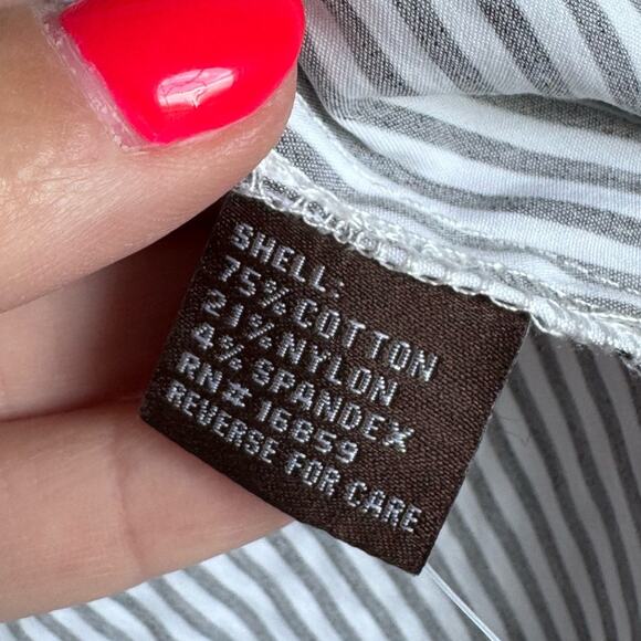 J. McLaughlin Women's Black White XS Button Down Long Sleeve Cotton Dress Stretc - Picture 6 of 7